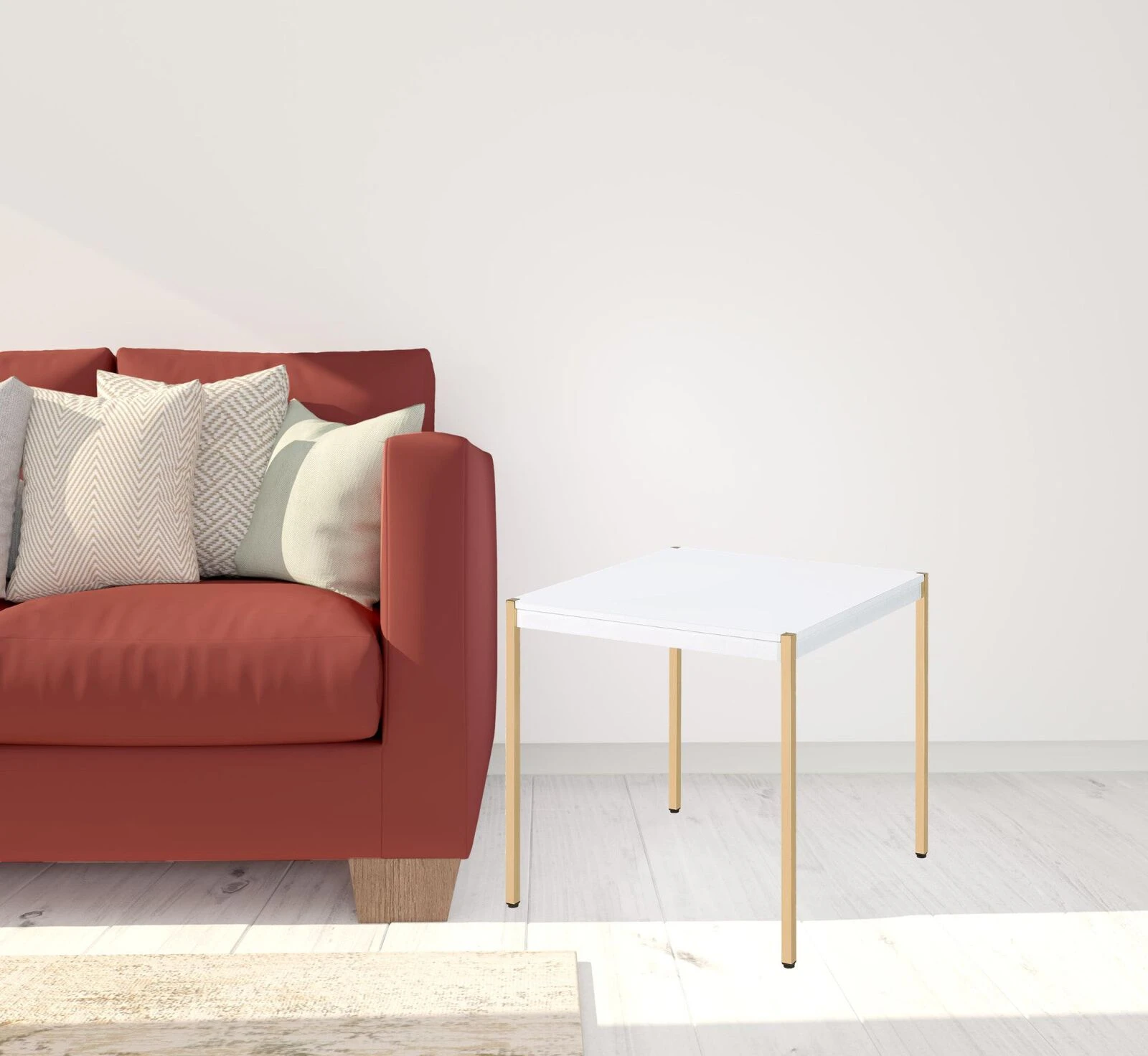 Homezia 24" Gold And White Manufactured Wood Square End Table 8 Homezia 24" Gold And White Manufactured Wood Square End Table - Image 6