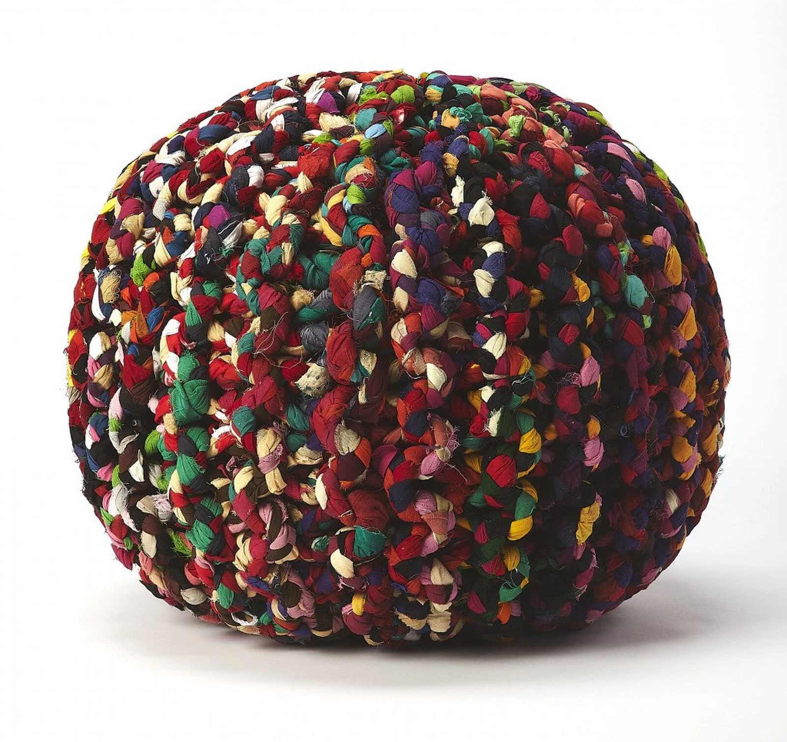 Homezia Boho Multi Color Rag Pouf Ottoman 4 Homezia Boho Multi Color Rag Pouf Ottoman - Image 2