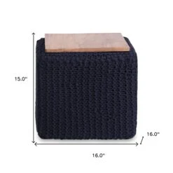 Homezia 16" Navy Cotton Blend Pouf Cube Ottoman 11 Homezia 16" Navy Cotton Blend Pouf Cube Ottoman -Olsberg shop 4fa36bd73c444664bfd72985018a78a3