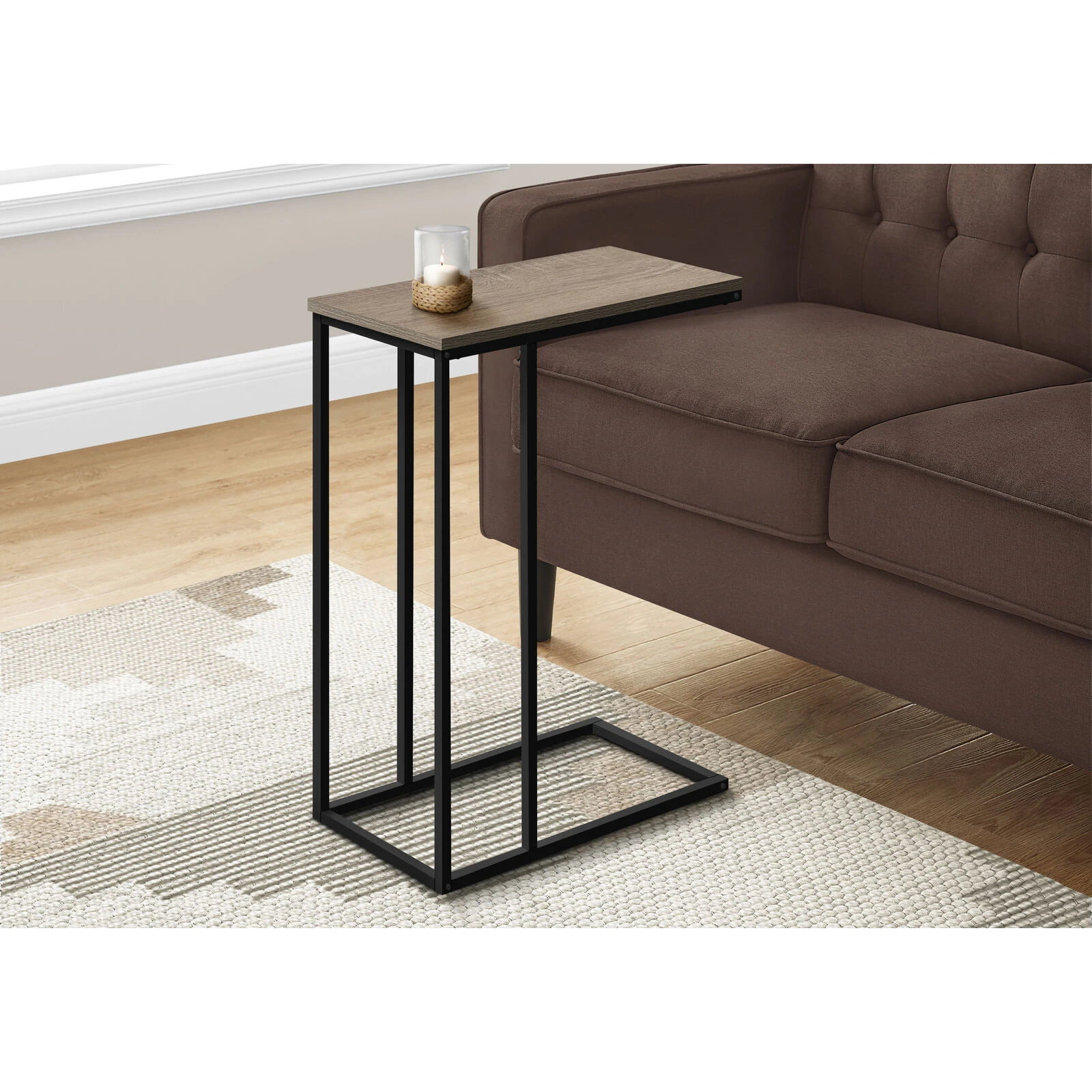 Monarch Specialties I 3766 Accent Table, C-shaped, End, Side, Snack, Living Room, Bedroom, Metal, Laminate, Brown, Black, Contemporary, Modern 4 Monarch Specialties I 3766 Accent Table, C-shaped, End, Side, Snack, Living Room, Bedroom, Metal, Laminate, Brown, Black, Contemporary, Modern - Image 2