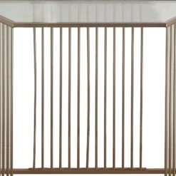 Metal And Glass Sofa Table With Vertical Slat Design, Gold-Benzara -Olsberg shop 501f0c46b1ce43b8a73db4d3a1f67def