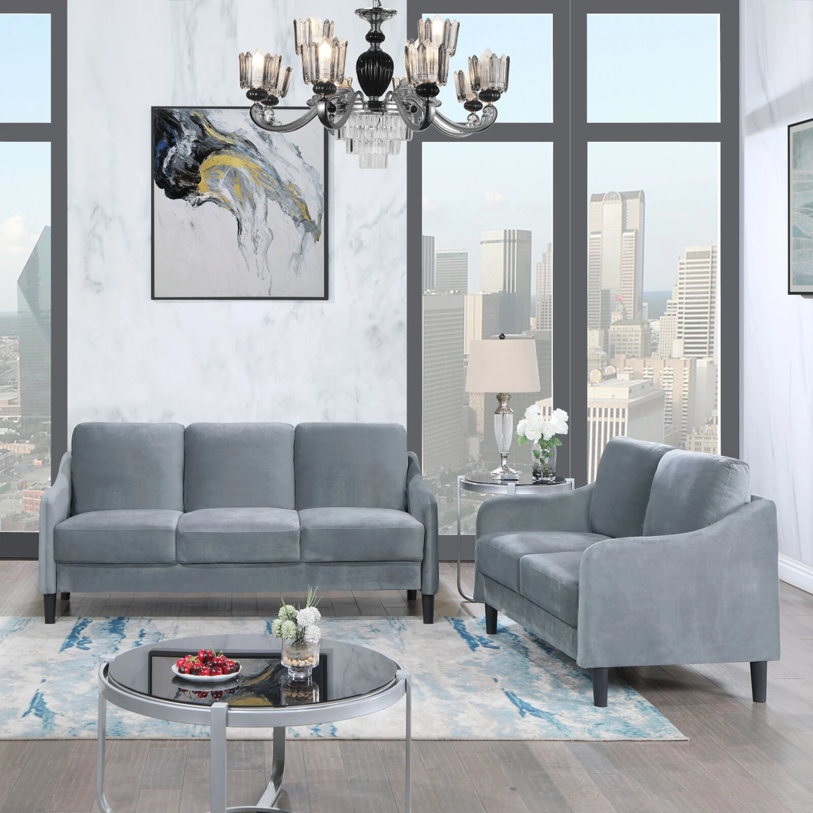 51.5" Loveseat Sofa Small Couch For Small Space For Living Room, Bedroom, Grey 6 51.5" Loveseat Sofa Small Couch For Small Space For Living Room, Bedroom, Grey - Image 4