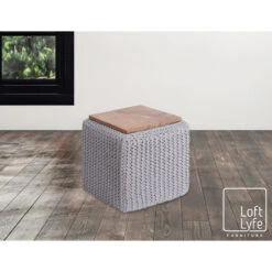 Homezia 16" Light Grey Cotton Blend Pouf Cube Ottoman 10 Homezia 16" Light Grey Cotton Blend Pouf Cube Ottoman -Olsberg shop 55d697c7fb22431ca8faf63631621226