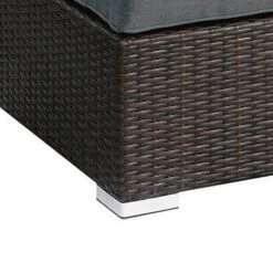 Joni 36 Inch Modern Square Outdoor Patio Ottoman, Brown Rattan-Benzara -Olsberg shop 55de68cbfa994879a470ade187a1fb77