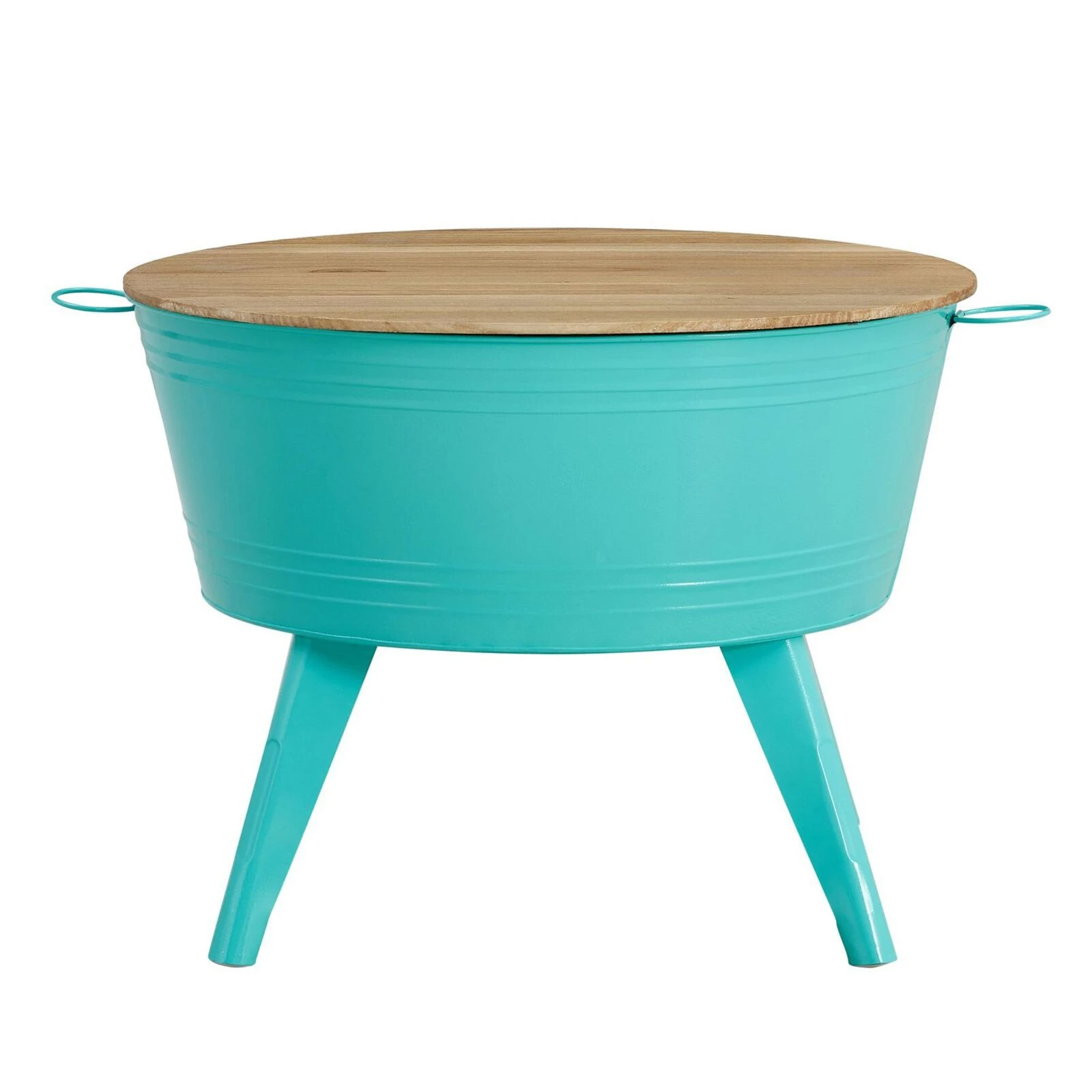 Farmhouse Rustic Cocktail Table Distressed Metal Accent Wood Top 4 Farmhouse Rustic Cocktail Table Distressed Metal Accent Wood Top - Image 2