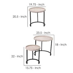 Side Table With Faux Shagreen Accent, Set Of 3, Beige- Benzara -Olsberg shop 578101ce60884145a90e47464e3c5aa8