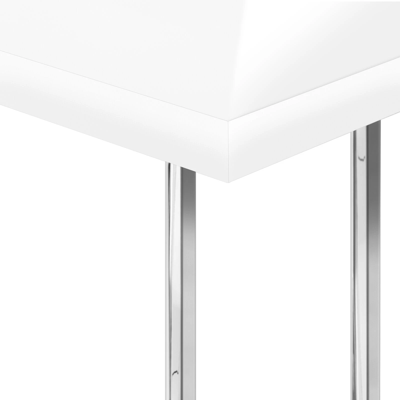 Monarch Specialties I 3636 Accent Table, C-shaped, End, Side, Snack, Living Room, Bedroom, Metal, Laminate, Glossy White, Chrome, Contemporary, Modern 10 Monarch Specialties I 3636 Accent Table, C-shaped, End, Side, Snack, Living Room, Bedroom, Metal, Laminate, Glossy White, Chrome, Contemporary, Modern - Image 8