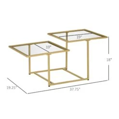 Gold Side Table Small Coffee Table Glass Coffee Table With Double Tabletops, Tempered Glass And Metal Framework For Living Room, Gold/Clear 10 Gold Side Table Small Coffee Table Glass Coffee Table With Double Tabletops, Tempered Glass And Metal Framework For Living Room, Gold/Clear -Olsberg shop 58a36fa31277451f81f5795762cb1030