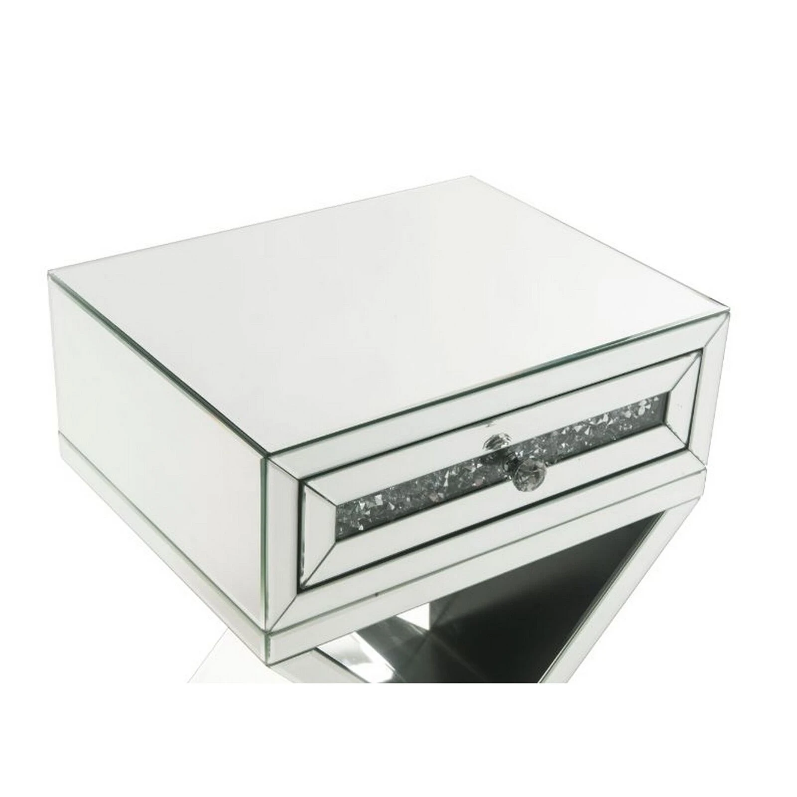 Accent Table With X Shaped Base, White-Benzara 5 Accent Table With X Shaped Base, White-Benzara - Image 3