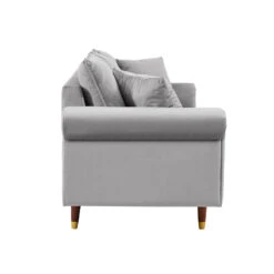 Velvet Sofa Couch With 2 Pillows, Modern 3 Seater With Wood Legs -Olsberg shop 5c3fd9add54f42748c631e6a89220211