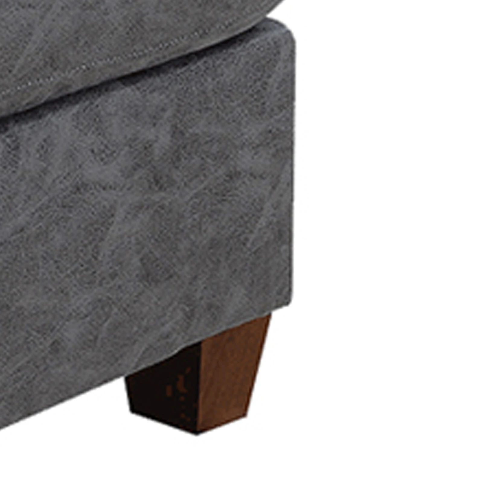 Contemporary Leatherette Rectangular Tufted Ottoman, Gray-Benzara 6 Contemporary Leatherette Rectangular Tufted Ottoman, Gray-Benzara - Image 4