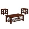 3 Piece Slatted Bottom Shelf Wooden Coffee Table And End Table, Brown-Benzara 2 3 Piece Slatted Bottom Shelf Wooden Coffee Table And End Table, Brown-Benzara -Olsberg shop 5ded13231d644465aebc577c52c7841d