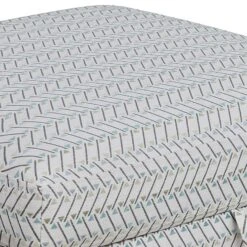 35 Inch Ottoman With Storage, Upholstered Geometric Pattern Printed Fabric-Benzara 9 35 Inch Ottoman With Storage, Upholstered Geometric Pattern Printed Fabric-Benzara -Olsberg shop 5e1e9bbd67f84c979de09e304148e5a8