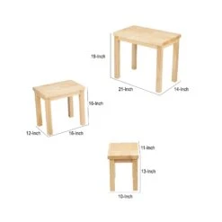 19, 16, 13 Inch Rectangular 3 Piece Nesting End Side Table Set, Rubberwood, Natural Brown- Benzara 16 19, 16, 13 Inch Rectangular 3 Piece Nesting End Side Table Set, Rubberwood, Natural Brown- Benzara -Olsberg shop 5e88f9ae7d4f499fac51a23aafd3a3c5