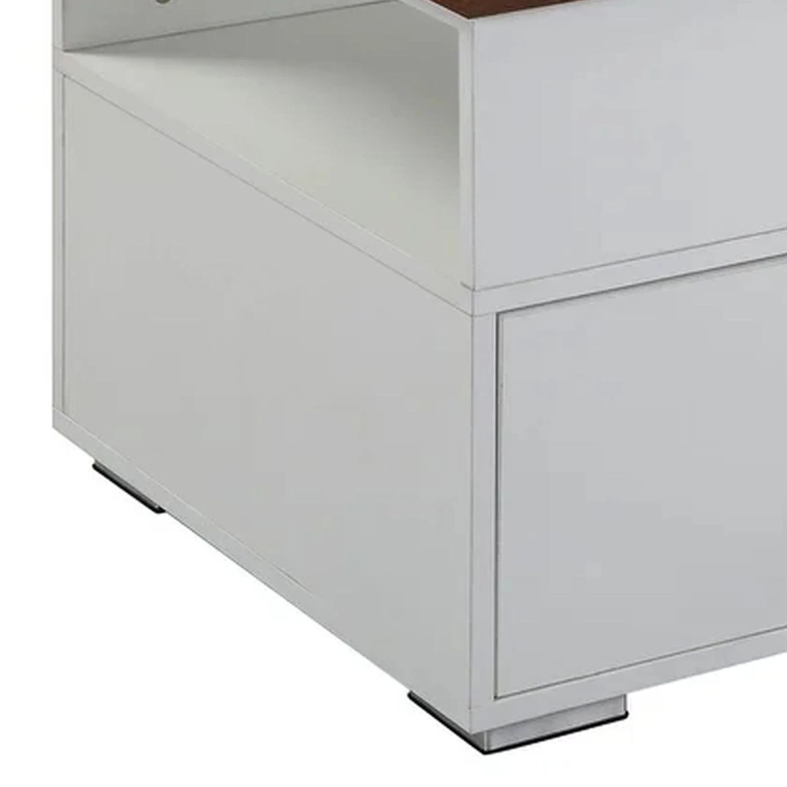 46 Inch Wood Coffee Table, Lift Top, 2 Drawers, Storage, Walnut, White-Benzara 6 46 Inch Wood Coffee Table, Lift Top, 2 Drawers, Storage, Walnut, White-Benzara - Image 4