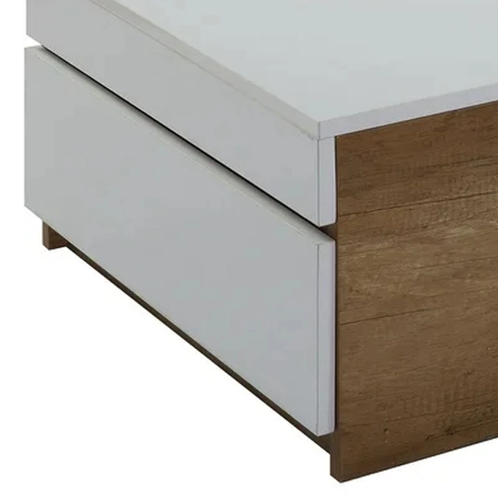 49 Inch Wood Coffee Table, Extendable Top, 2 Drawers, Walnut, White-Benzara 6 49 Inch Wood Coffee Table, Extendable Top, 2 Drawers, Walnut, White-Benzara - Image 4