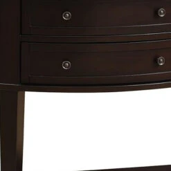 Demilune Wooden Console Table With 2 Drawers, Brown-Benzara -Olsberg shop 6086ebb958e041159bcfe4e7474640d9