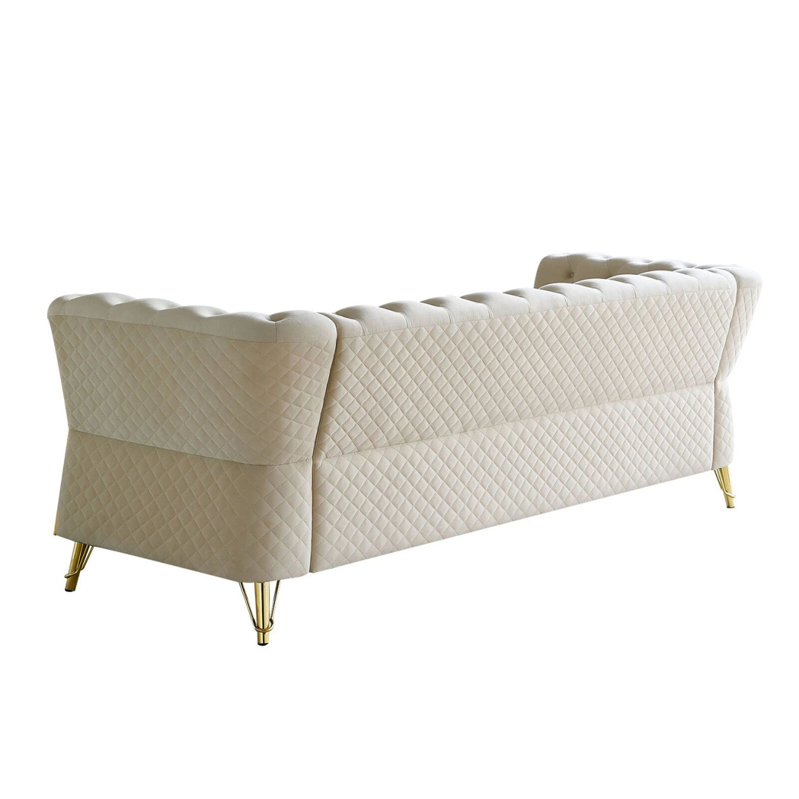 Modern Tufted Velvet Sofa 87.4 Inch For Living Room Beige Color 4 Modern Tufted Velvet Sofa 87.4 Inch For Living Room Beige Color - Image 2