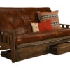 Tucson Futon In Rustic Walnut Finish With Storage Drawers And Saddle Brown Mattress -Olsberg shop 61f73521b0114af2b58b0c2355600ea4