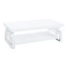 Contemporary Wooden Coffee End Table With Designer Sides & Shelf, Glossy White-Benzara 2 Contemporary Wooden Coffee End Table With Designer Sides & Shelf, Glossy White-Benzara -Olsberg shop 62809adf29b04050964f0e47190bad96