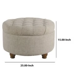 Fabric Upholstered Wooden Ottoman With Tufted Lift Off Lid Storage, Beige-Benzara -Olsberg shop 636dbf4d4ce94341adbcfedf01d61723