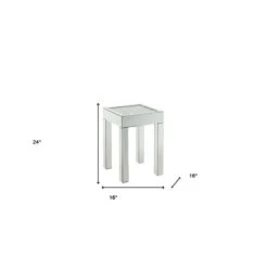 Homezia 24" Silver And Clear Glass Square Mirrored End Table 11 Homezia 24" Silver And Clear Glass Square Mirrored End Table -Olsberg shop 63b66f0c1dd54426983c2efb0918f91b