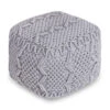 Homezia 18" Light Grey Cotton Blend Pouf Cube Ottoman