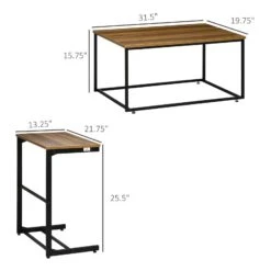 Industrial Style Nesting Tables Set Of 2 W/ Metal Frame For Living Room -Olsberg shop 64c86f43dcd94f06bca99626c54943f3