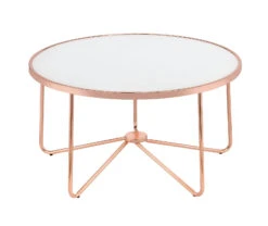 ACME Alivia Coffee Table, Rose Gold & Frosted Glass
