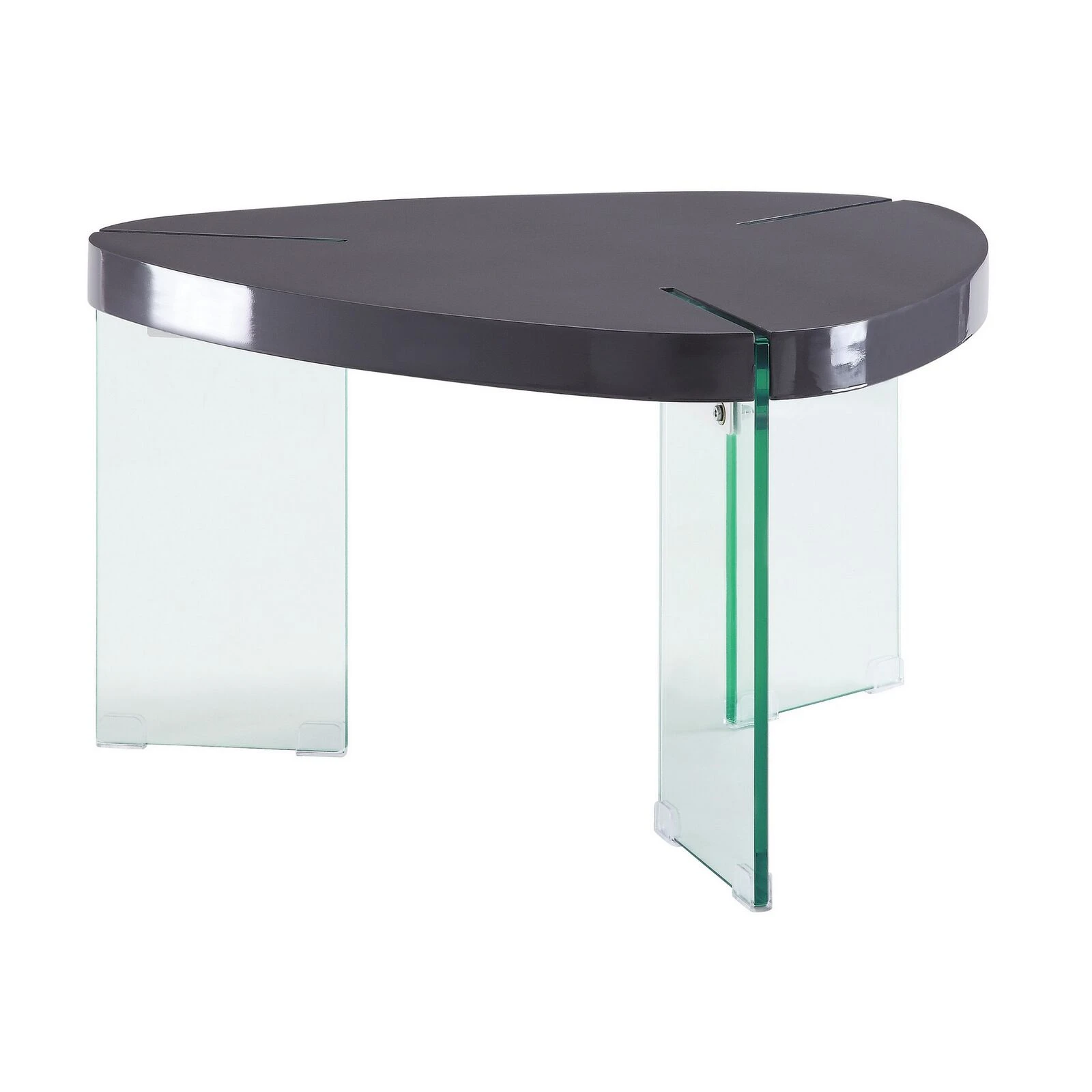 30 Inches Plectrum Top Coffee Table With Glass Legs, Gray-Benzara 3 30 Inches Plectrum Top Coffee Table With Glass Legs, Gray-Benzara
