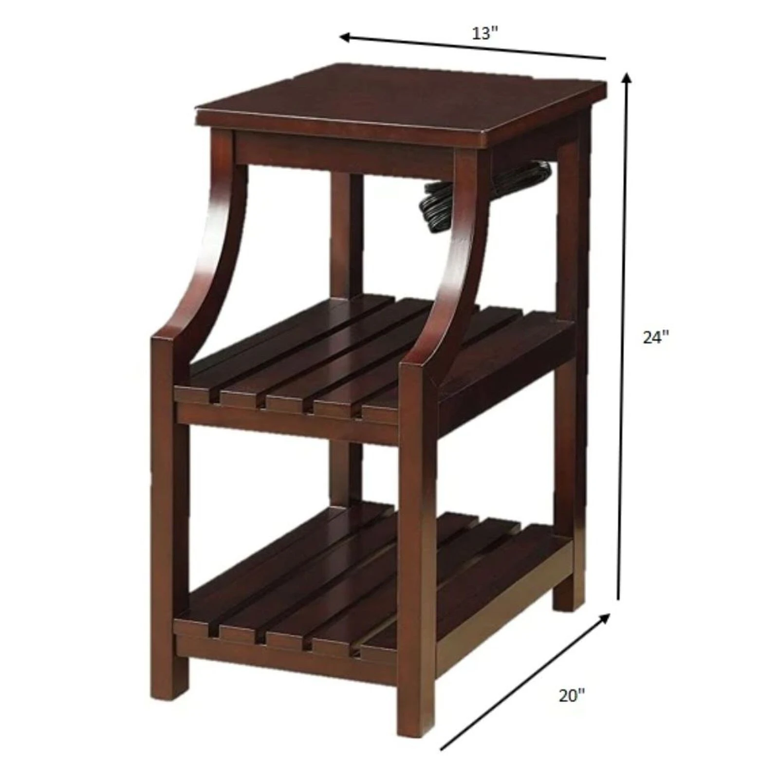 Homezia Espresso Wooden Usb Port Storage End Table 6 Homezia Espresso Wooden Usb Port Storage End Table - Image 4