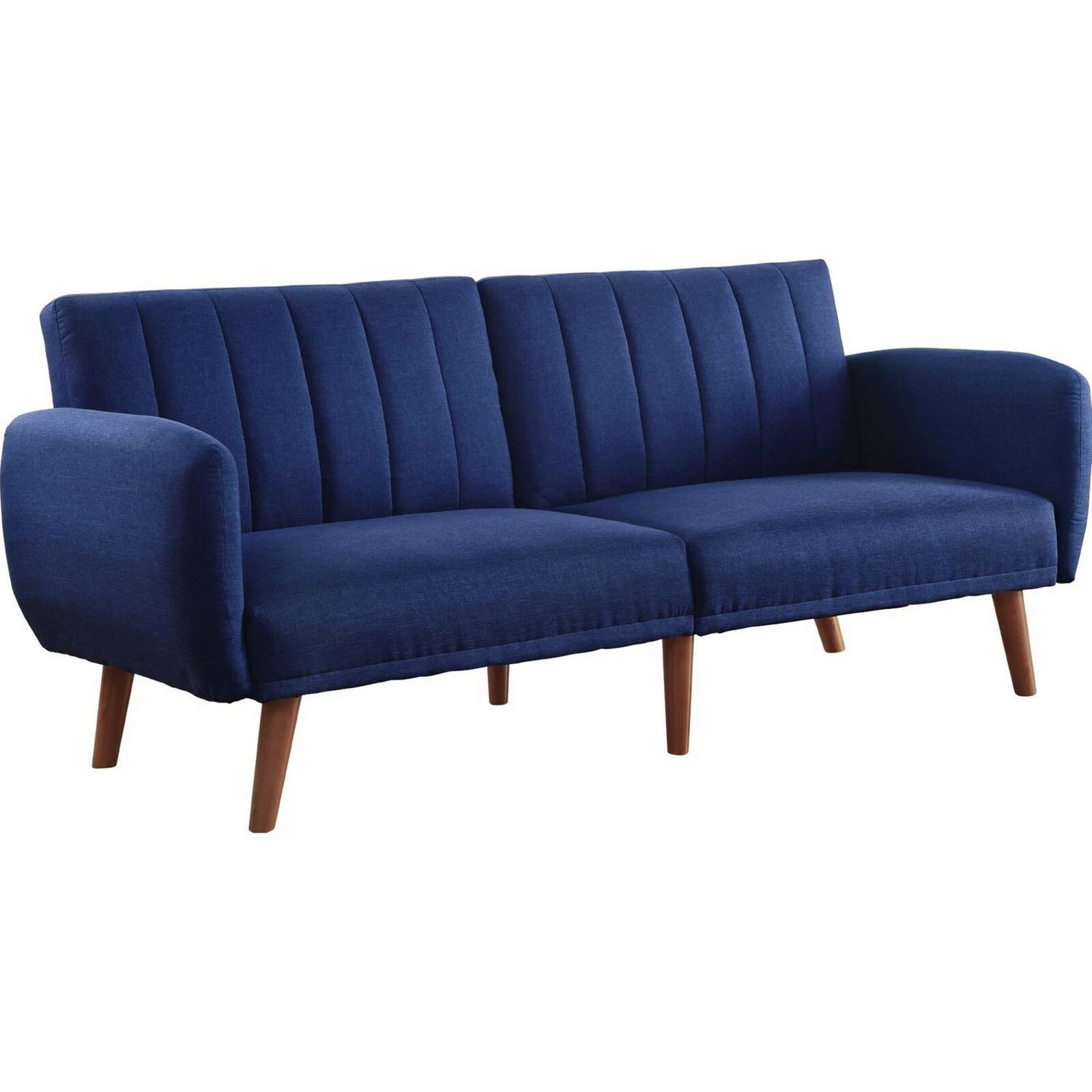 Fabric Upholstered Adjustable Sofa, Blue And Brown 4 Fabric Upholstered Adjustable Sofa, Blue And Brown - Image 2