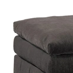 Luna 33 Inch Modular Ottoman, Three Layer Plush Cushioned Seat, Dark Gray-Benzara -Olsberg shop 69ef6d1d41ce44abb113a767bbbc1cf7