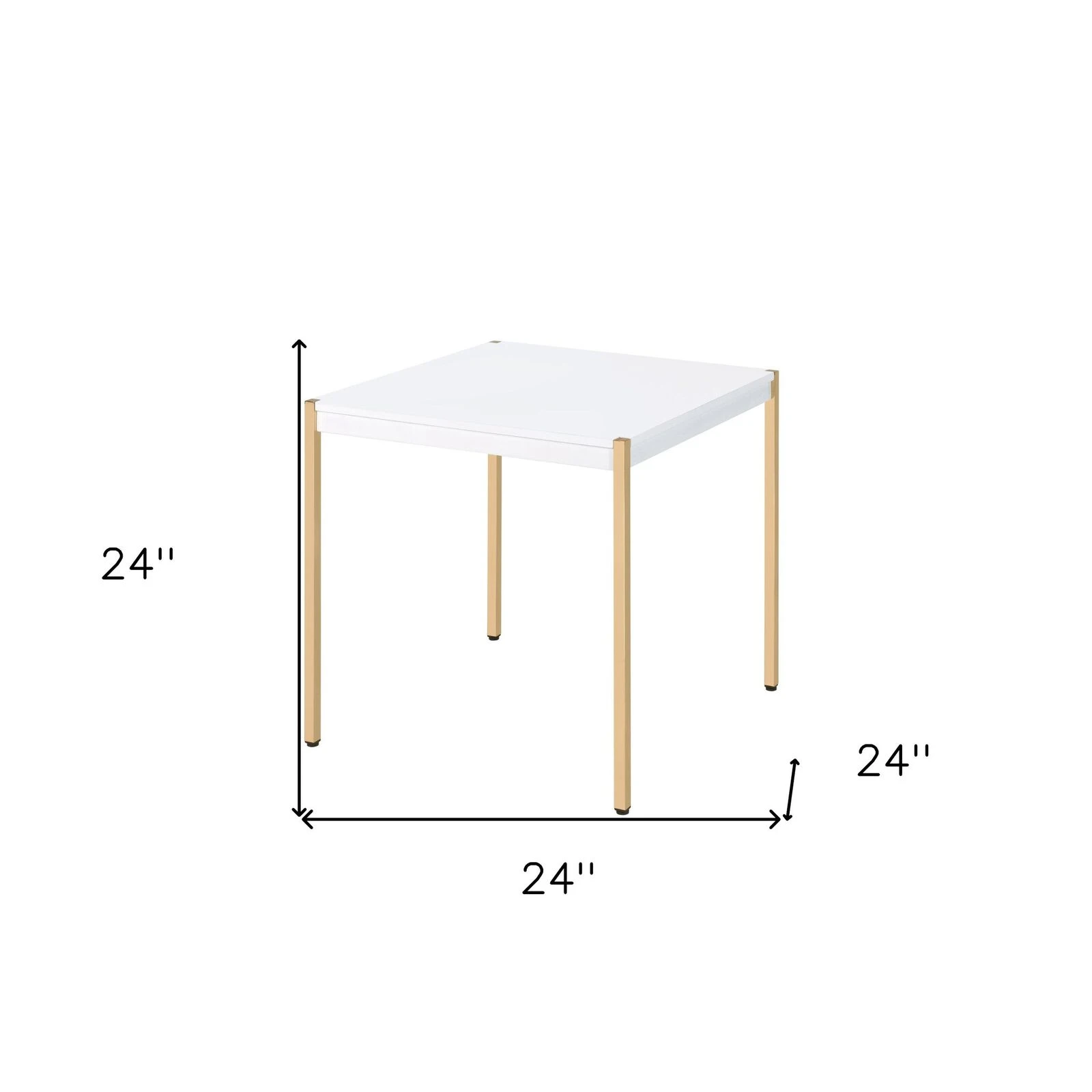 Homezia 24" Gold And White Manufactured Wood Square End Table 7 Homezia 24" Gold And White Manufactured Wood Square End Table - Image 5