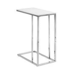 Monarch Specialties I 3000 Accent Table, C-shaped, End, Side, Snack, Living Room, Bedroom, Metal, Tempered Glass, Chrome, Contemporary, Modern