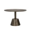 Ley 28 Inch Aluminum Side End Table, Round Top, Pedestal Base, Bronze-Benzara -Olsberg shop 6be7d36f7cde44b3a816e49ed091f77a