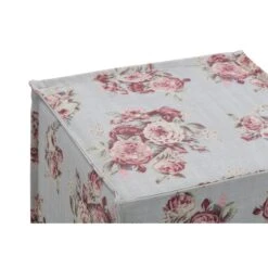 Homezia 18" Pale Blue And Pink 100% Linen Floral Ottoman -Olsberg shop 6bf57c5e38524b20890a04bb4f411144