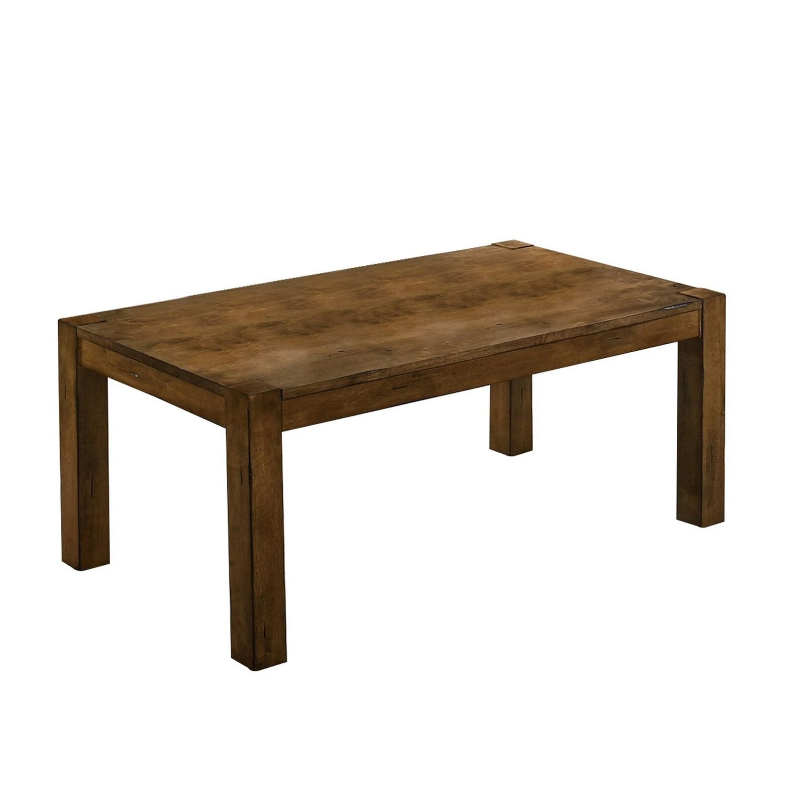 3 Piece Wooden Coffee Table And End Table With Block Legs, Brown-Benzara 4 3 Piece Wooden Coffee Table And End Table With Block Legs, Brown-Benzara - Image 2