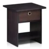 Furinno End Table & Night Sd Storage Shelf With Bin Drawer, Dark Walnut 2 Furinno End Table & Night Sd Storage Shelf With Bin Drawer, Dark Walnut -Olsberg shop 6c90298747744365a7b2e3d0bc24a9b8