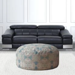 Homezia 24" Flax Round Ikat Pouf Ottoman 11 Homezia 24" Flax Round Ikat Pouf Ottoman -Olsberg shop 6ce3a0081b184d71965dd995c261e630