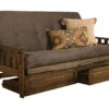 Tucson Futon In Rustic Walnut Finish With Storage Drawers And Suede Gray Mattress -Olsberg shop 6d26be3783864095a420c6fab4ee0639
