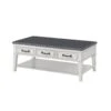 19 Inch 3 Drawer Coffee Table With Bottom Shelf, White And Gray-Benzara -Olsberg shop 6d4d688f66b942d587e6131a1e791414