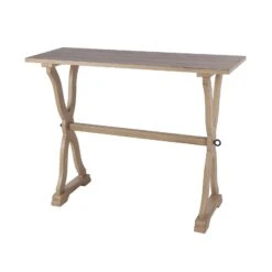 Pablo 38 Inch Classic Accent Console Table With Sled Base, Rich Camel Brown-Benzara