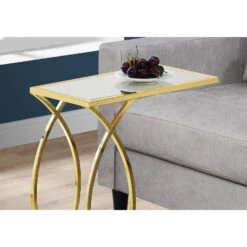 Monarch Specialties I 3188 Accent Table, C-shaped, End, Side, Snack, Living Room, Bedroom, Metal, Laminate, Mirror, Gold, Contemporary, Modern -Olsberg shop 716e87f8692748349118ab944f9898c7