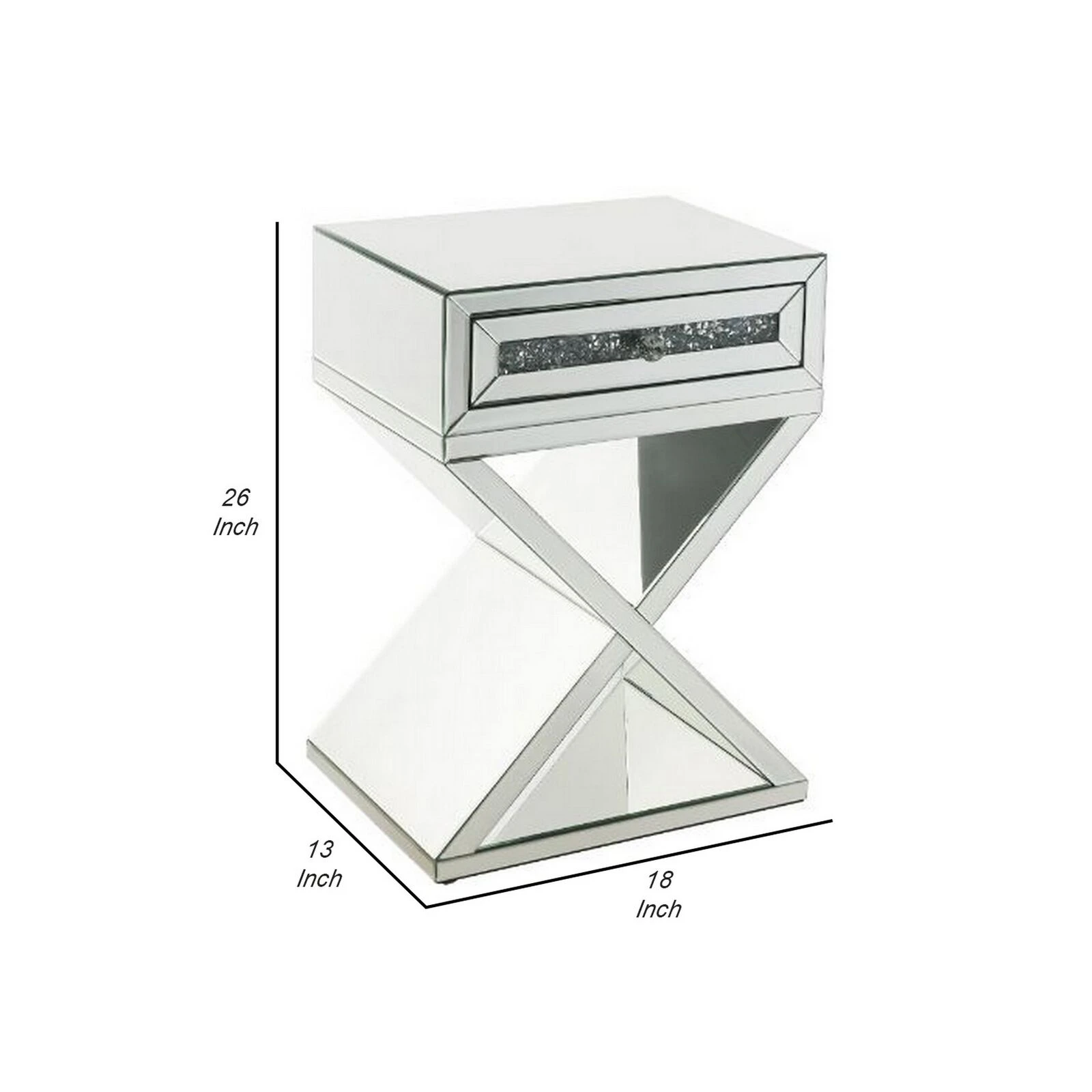 Accent Table With X Shaped Base, White-Benzara 7 Accent Table With X Shaped Base, White-Benzara - Image 5