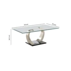 Floating Glass Top Coffee Table With Metal Support, Clear And Silver-Benzara -Olsberg shop 73ac5daa8bf14d7a9afd74cd1858e477