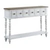 48 Inch 2 Drawer Console Table, Turned Legs, Distressed White-Benzara -Olsberg shop 73e75719bdcb492cb8cf9f4beefc5bda