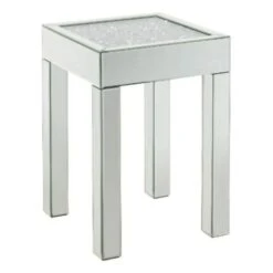 Homezia 24" Silver And Clear Glass Square Mirrored End Table