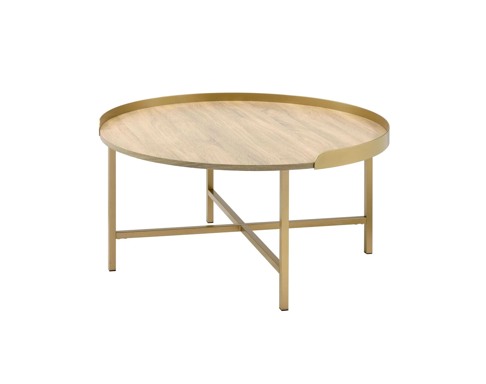 ACME Mithea Coffee Table, Oak Table Top & Gold Finish 3 ACME Mithea Coffee Table, Oak Table Top & Gold Finish