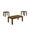 3 Piece Wooden Coffee Table And End Table With Block Legs, Brown-Benzara 1 3 Piece Wooden Coffee Table And End Table With Block Legs, Brown-Benzara -Olsberg shop 75615e45381444f4aa42e891f808cf55